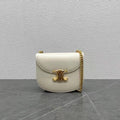 Celine Chain Besace Clea Bag Triomphe White Calfskin GHW