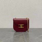 Celine Chain Besace Clea Bag Triomphe Burgundy Calfskin GHW