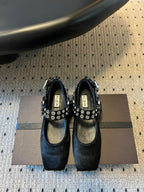 Alaia 25 Biker Ballet Flats Black Horsehair Sheepskin 303729