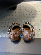 Alaia 25 Biker Ballet Flats Brown Chocolate  Suede 303730