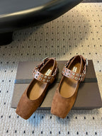 Alaia 25 Biker Ballet Flats Brown Chocolate  Suede 303730