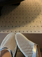 Alaia 25 Fishnet Flat Mules Silver Lampskin 303679