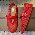Alaia 25 Women's Ballet Flat Red Sheepskin 303702