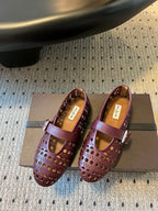 Alaia 25 Vienne Ballet Flats Garnet Red Lambskin 303714