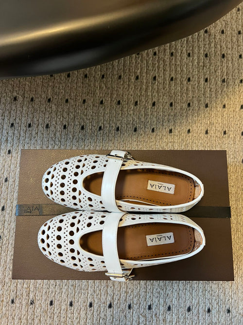 Alaia 25 Vienne Ballet Flats White Lambskin 303715