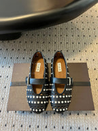 Alaia 25 Vienne With Strass Ballet Flats Black Lambskin 303722