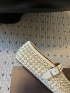 Alaia 25 Strass Ballet Flats White Suede Goatskin 303727