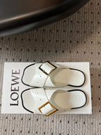 Loewe 25 Petal Belt Flat Sandals White Sheepskin 212777