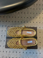 Alaia 25 Woven Ballet Flats Gold Metallic Leather 303675