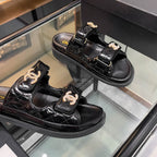 CC 25S Dad Sandal Mule Black Patent Calfskin