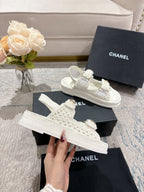 CC 25S Dad Sandal Raffia Calfskin