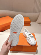 HM 25ss Platform Loafers Kelly Buckle White Cowhide 577475