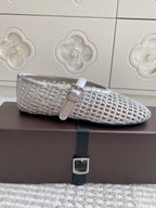 Alaia Women's Ballet Flat Silver Lambskin 291051