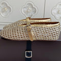 Alaia Women's Ballet Flat Gold Lambskin 291053
