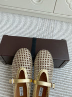 Alaia Women's Ballet Flat Gold Lambskin 291053