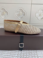 Alaia Women's Ballet Flat Gold Lambskin 291053