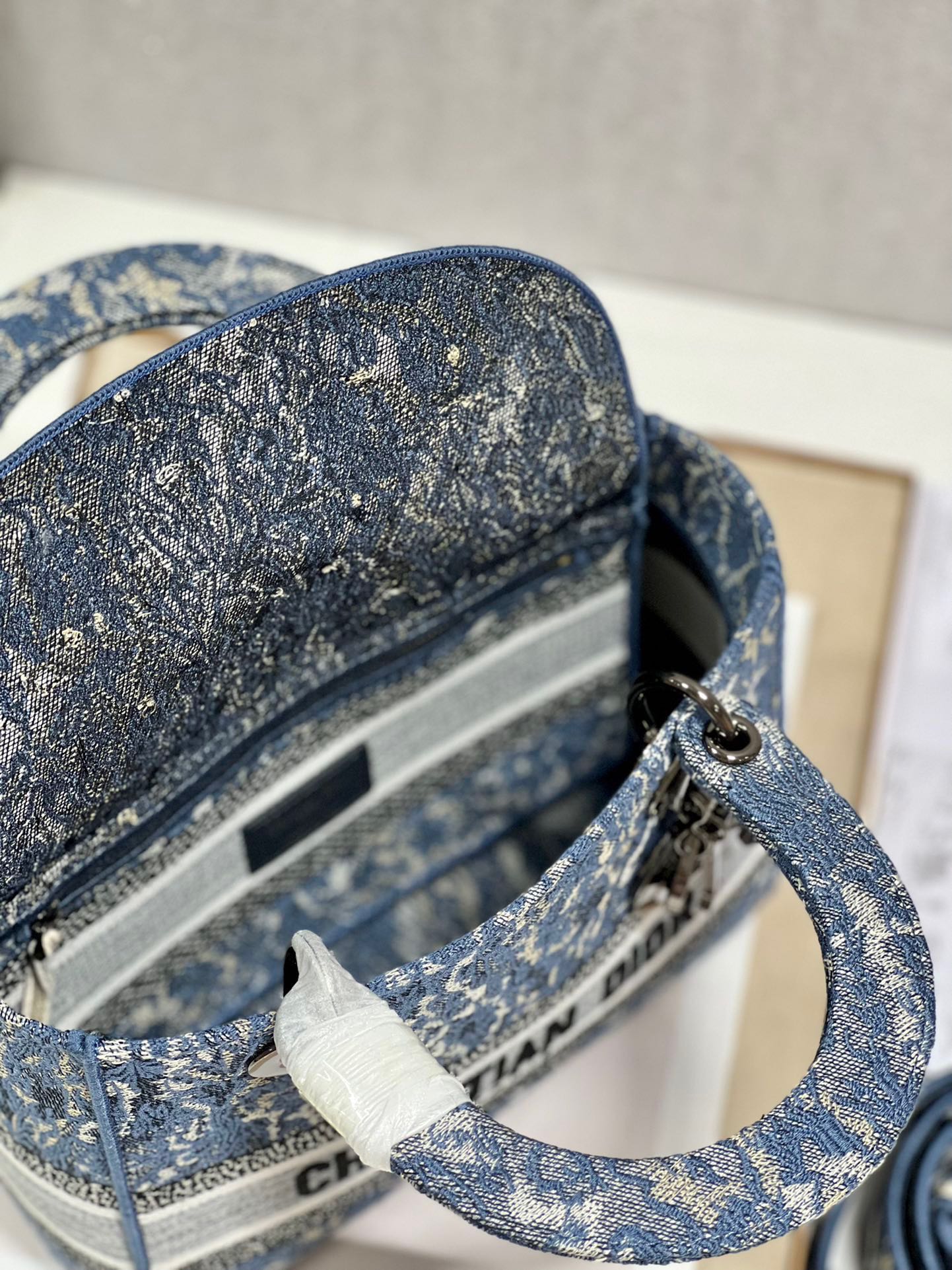 CD Denim Water Blue 24 Lady Dior Bag Canvas 336663