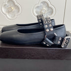 Alaia 25 Biker Ballet Flats Black Calfskin 291055