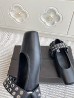 Alaia 25 Biker Ballet Flats Black Calfskin 291055