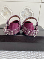 Alaia 25 Biker Ballet Flats Purple Suede 291059