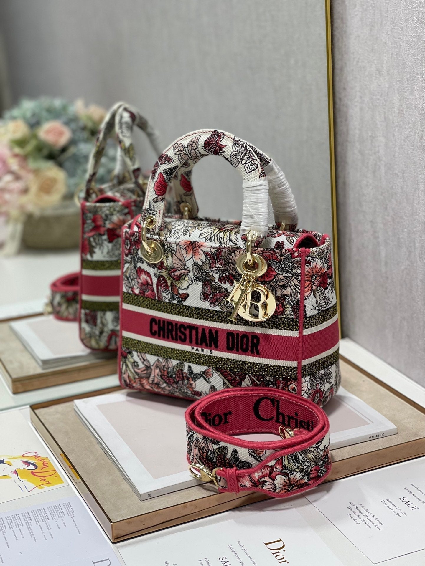CD Colorful Butterfly 24 Lady Dior Bag Canvas 336709