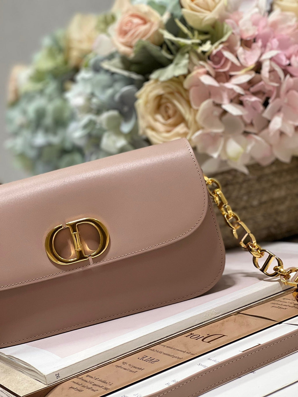 CD Montaigne Avenue Bag Pink Calfskin 336845