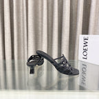 Loewe 25 Petal Anagram Slide 45mm Black Sheepskin