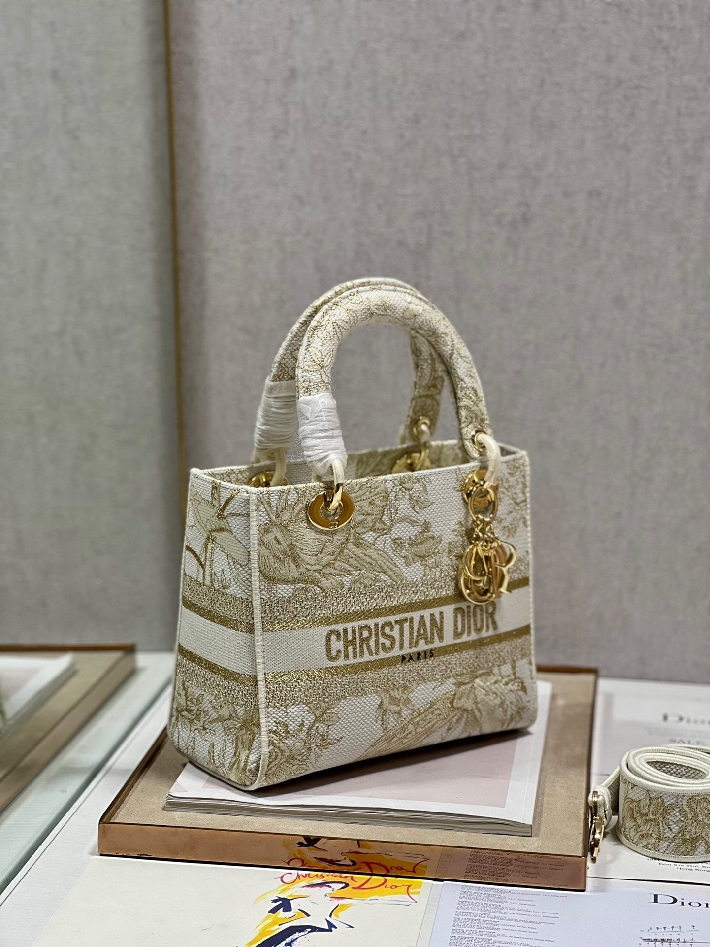 CD Golden Magpie 24 Lady Dior Bag Canvas 336736