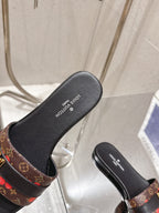 LV Flat Mules pairs raffia black brown monogram cowhide 383721