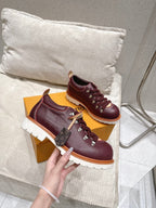 LV Pharrell and Nigo Hiking Shoes Burgundy Sheepskin 383739