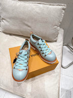 LV Pharrell and Nigo Hiking Shoes Light Blue Orange Sheepskin 383740