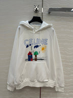 Celine 25 Hooded Sweatshirt White mix colors Cotton