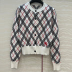 Bur 25 Cardigan White Plaid Wool