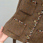 CC 25 Tweed Jacket Brown Wool Cotton Viscose