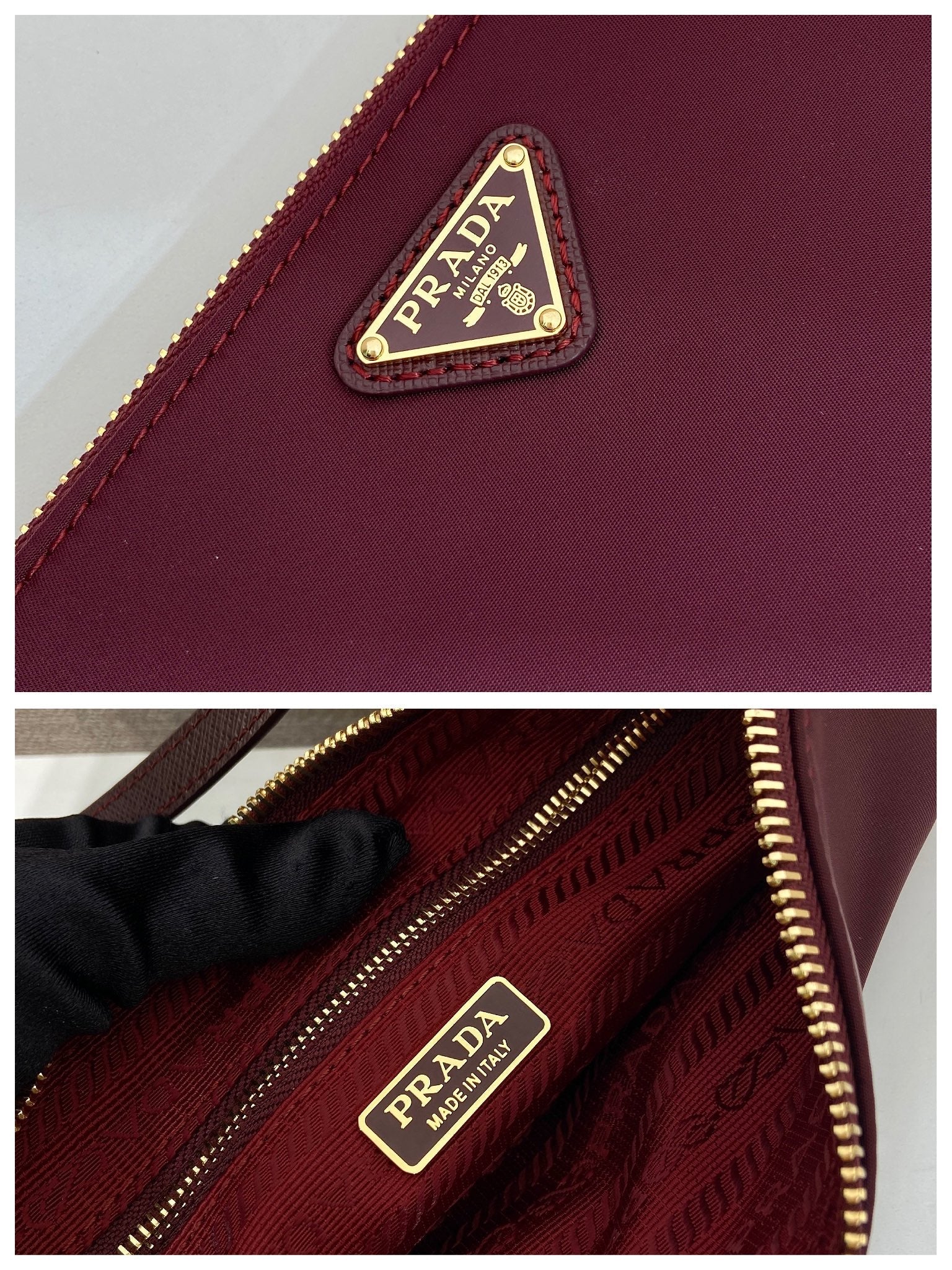 PRA vintage shoulder bag burgundy nylon fabric 280823