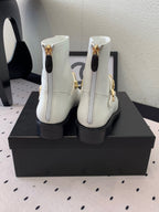 CC 24 Mold GHW Classic Ankle Boots 30mm Black White Sheepskin 432511