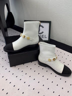 CC 24 Mold GHW Classic Ankle Boots 30mm Black White Sheepskin 432511