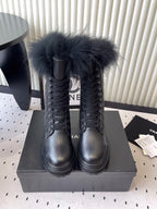 CC 25 Boot Black White Cowhide Fur 514093