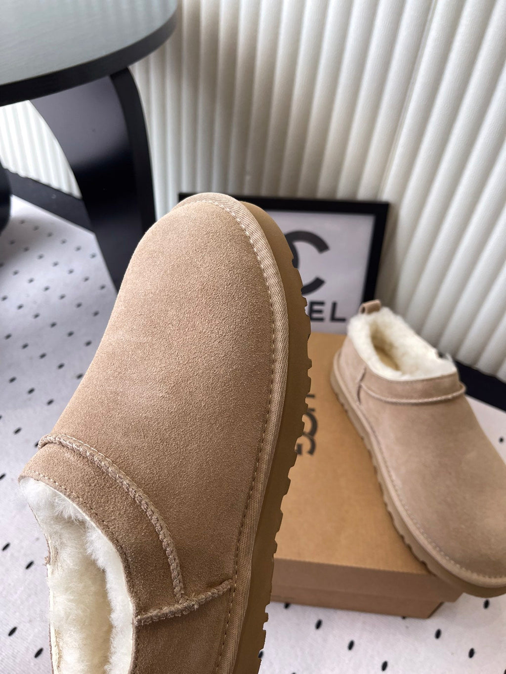 UGG Women Classic Micro Boots Beige Suede And Wool 514140