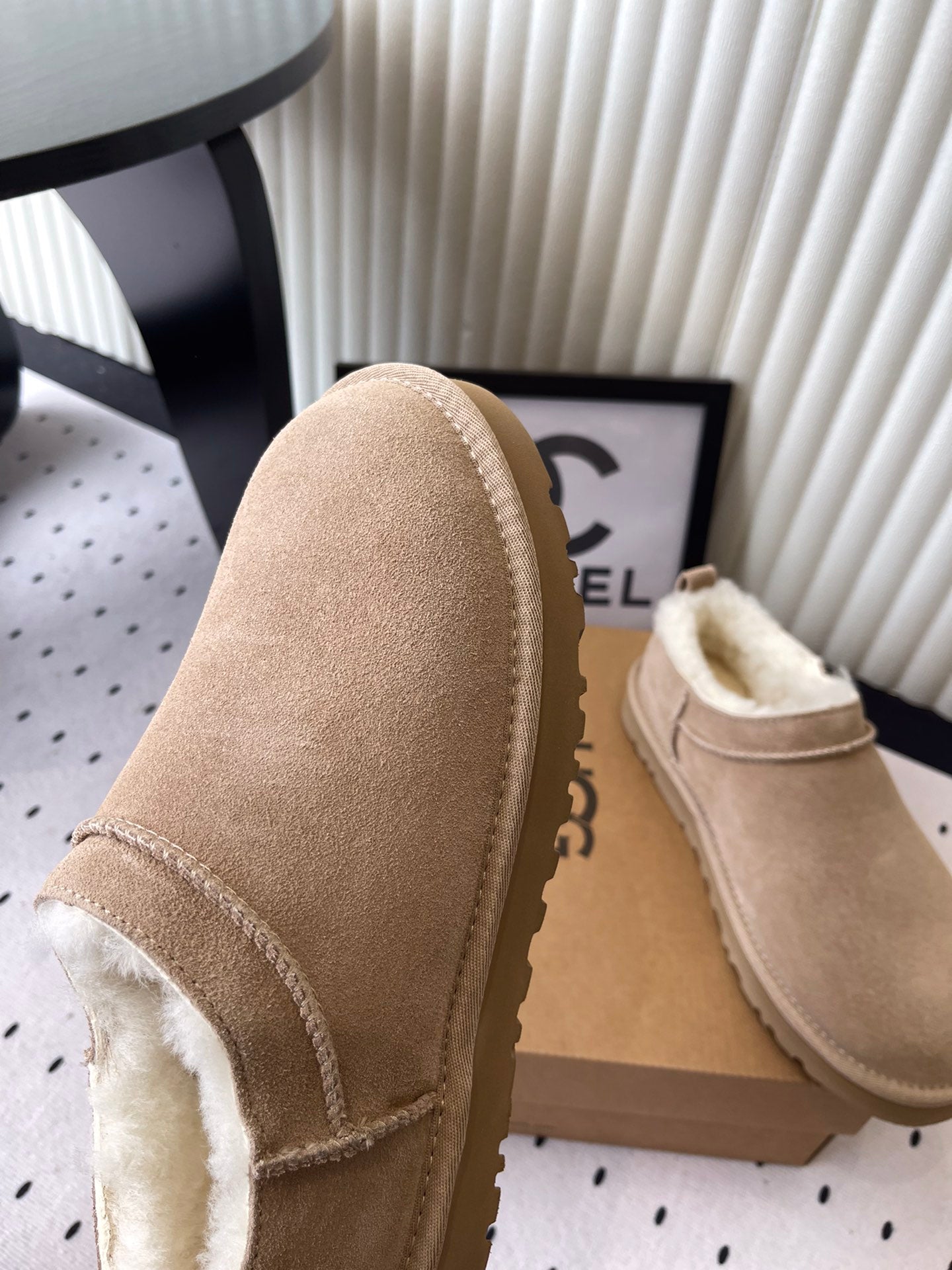 UGG Women Classic Micro Boots Beige Suede And Wool 514140