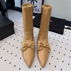 CC 25 Bow-knot Short Boot Camel Sheepskin 514065