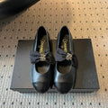 CC 25SS Bow Flat Shoes Black Sheepskin Frabic 530675