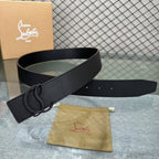 Christian Louboutin Mooncrest Reversible Black Leather Belt