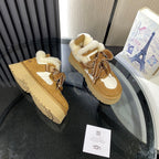 UGG Astromel Platform Sneakers White Brown Suede Frabic 512863