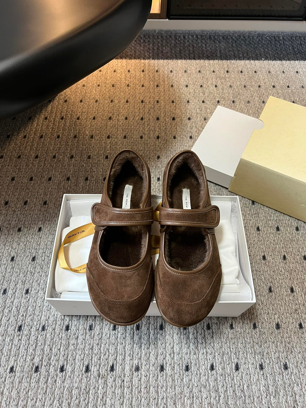 The Row 2025 Ballet Flat Brown Suede Wool 561591