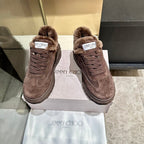Jimmy Choo Diamond Maxi Sneakers Brown Suede Shearling Lining 538896