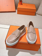 HM 25ss Platform Loafers Beige Sheepskin 577171