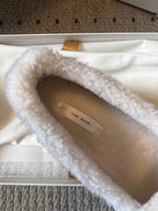 The Row 2025 Shearling Loafer Black White Suede Wool 561601