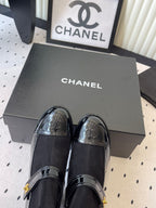CC 25 Short Boot Black Suede Patent Leather 514102