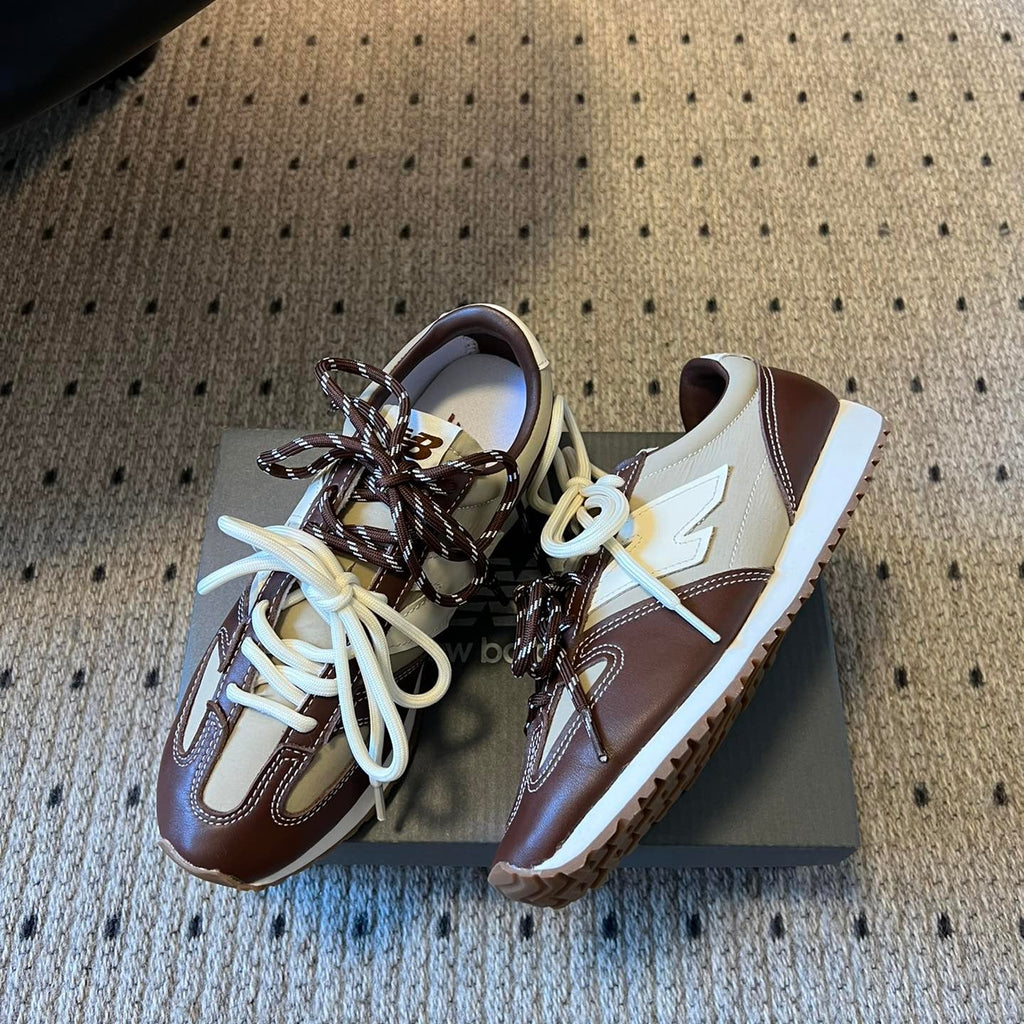 MiuMiu sneakers brown white sheepskin 522053